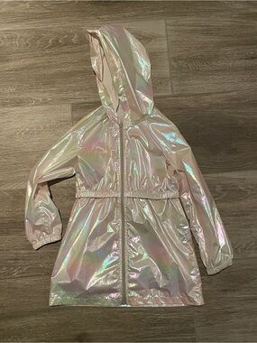 Iridescent Pink Kids Hooded Raincoat- small